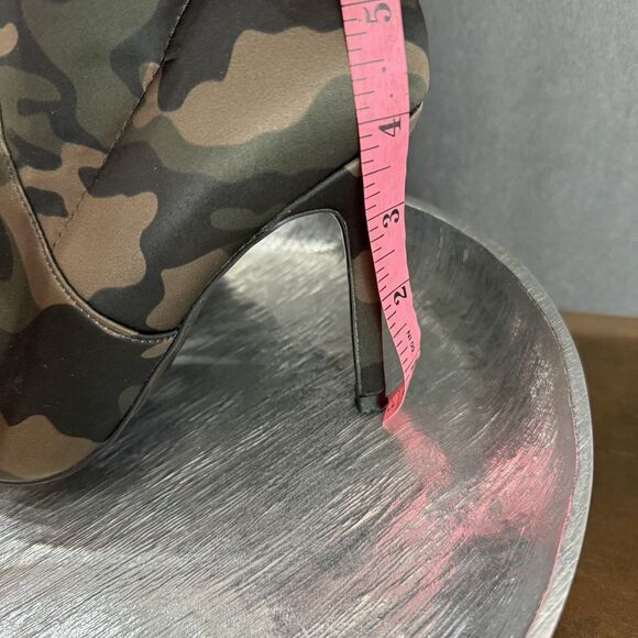 Aldo Camo Stretch Satin Thigh High Boots Size 6 Military Chic Grunge punk sleek - Picture 15 of 16